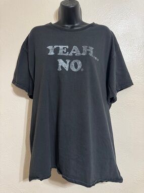 Men's Black Graphic Tee - 'YEAH... NO.' Casual Short Sleeve Shirt